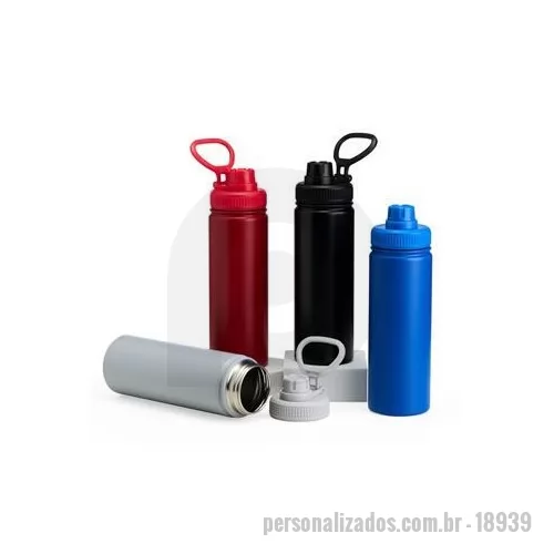Garrafa de metal personalizada - Uma garrafa leve e prática que também combina com todos os ambientes. Com capacidade de até 750 ml, esta garrafa inox conta com uma pintura eletrostática, que garante uma cor duradoura e acabamento de maior qualidade e resistência. Sua tampa de plást