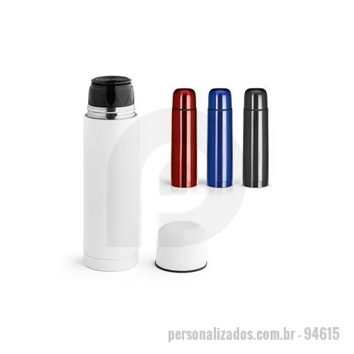 Garrafa de metal personalizada - Garrafa em aço inox com parede dupla isolada a vácuo. Capacidade até 500 ml.