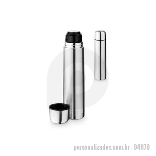 Garrafa de metal personalizada - Garrafa em aço inox com parede dupla isolada a vácuo. Capacidade até 1Litro.