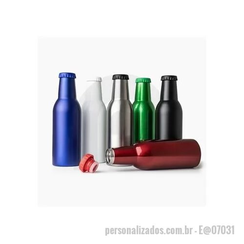 Garrafa de metal personalizada - Garrafa térmica 350ml em inox com tampa rosqueável e acabamento fosco. Altura : 20,9 cm Largura : 6,4 cm Circunferência : 20,2 cm Peso aproximado g : 194