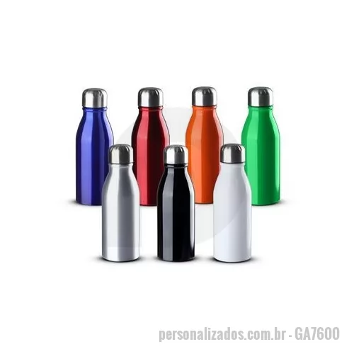 Garrafa de metal personalizada - Garrafa em alumínio com tampa em inox e anel de silicone para vedação na tampa. Capacidade 500ml.