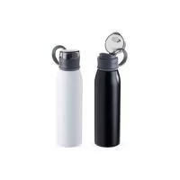 Garrafa 650ml em inox. Tampa plástica rosqueável com proteção para o bocal e alça emborrachada para transporte Altura : 24,2 cm Largura : 6,6 cm Circunferência : 21 cm Peso aproximado g : 150