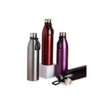 Garrafa de inox 1,1 litros com tampa rosqueável e alça plástica para transporte. Altura : 30,5 cm Largura : 7,8 cm Circunferência : 24,4 cm Peso aproximado g : 214