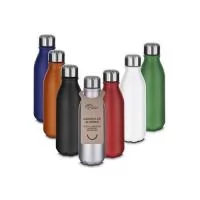 Garrafa em alumínio com tampa em inox. Capacidade: 550 ml, pintura fosca. *Todas as garrafas acompanham etiqueta em papel kraft com descrição do produto. Dimensão Produto: 22xø6,5cm Peso do Produto: 0,090kg