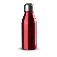 Garrafa em alumínio com capacidade 500ml. Tampa  rosqueável em inox com anel de silicone.