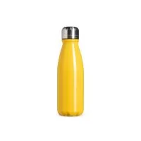 Garrafa em alumínio com capacidade máxima de 550ml. Possui acabamento em verniz transparente e tampa rosqueável em alumínio com interior em plástico.