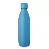 Garrafa fosca em aço inox, possui tampa rosqueável e anel de silicone para vedação. Design com frisos na tampa. Os itens nas cores verde, prata e cinza possuem capacidade de 750 ml. *Modelo na cor prata apresenta material brilhoso As demais cores man