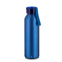 Garrafa em alumínio reciclado acabamento mate com capacidade 600ml. Tampa rosqueável em plástico e alça de transporte emborrachada. *Todas as garrafas acompanham etiqueta em papel kraft com descrição do produto.