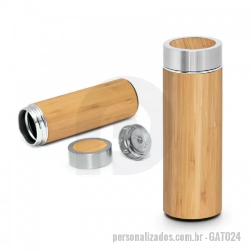 Garrafa personalizada - Garrafa t?rmica. Bambu e a?o inox 430 ml.