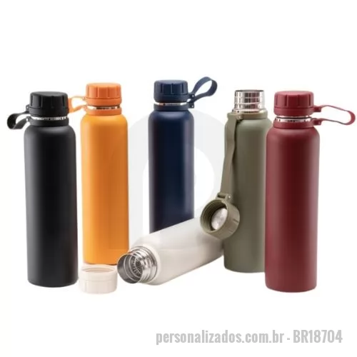 Garrafa personalizada - Garrafa Personalizada - BR18704 - Garrafa térmica com infusor de bebidas, feita em inox 304 com capacidade de 1 litro. Contém base antiderrapante e alça de silicone acoplada na tampa.Altura :  30,5 cm  Largura :  8,2 cm  Circunferência :  25,8 cm  Medidas aproximadas para gravação (CxL):  23 cm x 5 cm  Tamanho total aproximado  (CxL):  Diâmetro sem tampa 4,6 cm  Peso aproximado (g):  488 - 146341 - Garrafa