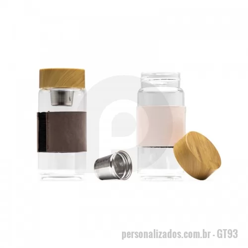 Garrafa personalizada - Garrafa de vidro personalizada com capacidade de até 400ml para armazenar sua bebida. Produzida em vidro borossilicato.