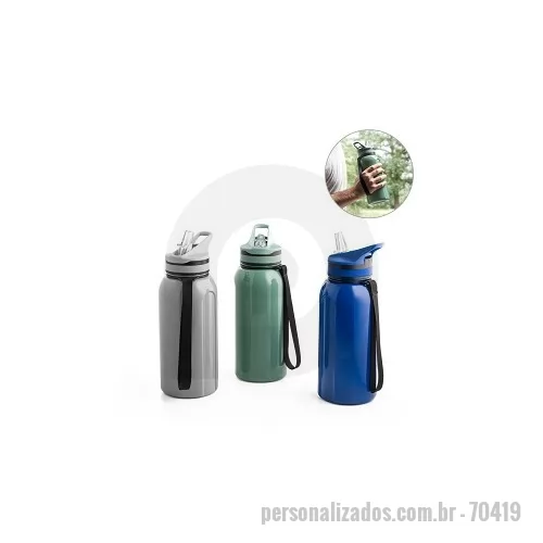Garrafa personalizada - Garrafa esportiva em PETG com canudo interno, tampa com bebedouro e pega para facilitar transporte. 