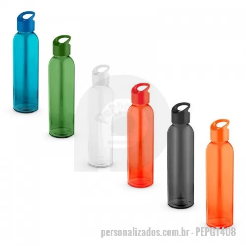 Garrafa personalizada -  Squeeze em vidro com tampa em PP. Capacidade até 500ml. Disponível em diversas cores. Certificação EU Food Grade.