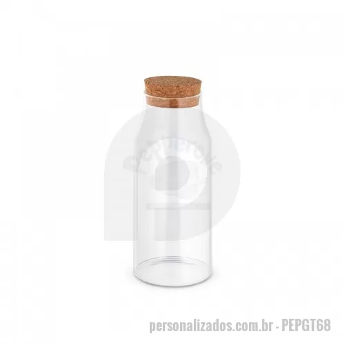 Garrafa personalizada - Garrafa de vidro personalizado com tampa de cortiça. Possui capacidade de até 800 ml. Conserva líquido quente por até 2 horas e líquido frio até 3 horas. Fornecido em caixa presente de papel craft. Ideal para divulgar sua empresa em eventos corporativos, brindes personalizados e campanhas.