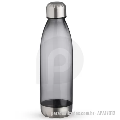 Garrafa personalizada - Garrafa plástica 700ml translúcida, possui tampa e base em alumínio.  Altura :  25,5 cm  Largura :  7,1 cm  Circunferência :  22,5 cm  Medidas aproximadas para gravação (CxL):  13,5 cm x 6 cm  Peso aproximado (g):  88