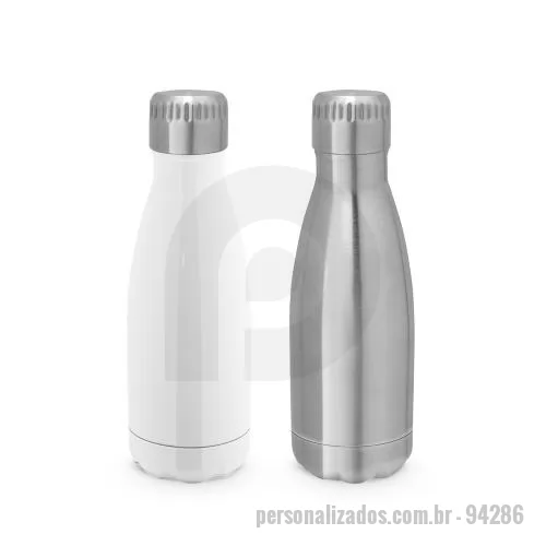 Garrafa personalizada - Garrafa Personalizada - 94286 - Garrafa para sublimação em aço inox com parede dupla, isolada a vácuo. A tampa incorpora um sistema de vácuo para melhor conservação da temperatura. Capacidade at&eacute, 380 mL. Fornecido em caixa presente. Certificação EU Food Grade. ø70 x 218 mm - 179270 - Garrafa