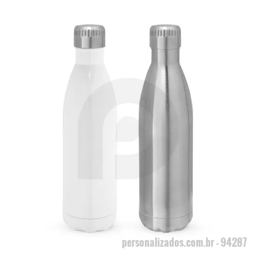 Garrafa personalizada - Garrafa Personalizada - 94287 - Garrafa para sublimação em aço inox com parede dupla, isolada a vácuo. A tampa incorpora um sistema de vácuo para melhor conservação da temperatura. Capacidade at&eacute, 800 mL. Fornecido em caixa presente. Certificação EU Food Grade. ø79 x 310 mm - 179271 - Garrafa
