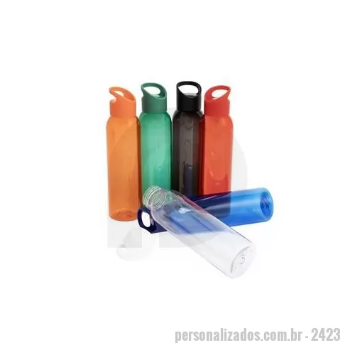 Garrafa personalizada - Garrafa plástica 700 ml livre BPA com tampa rosqueável e alça para transporte. Altura : 25,8 cm Largura : 6,8 cm Peso aproximado g : 82