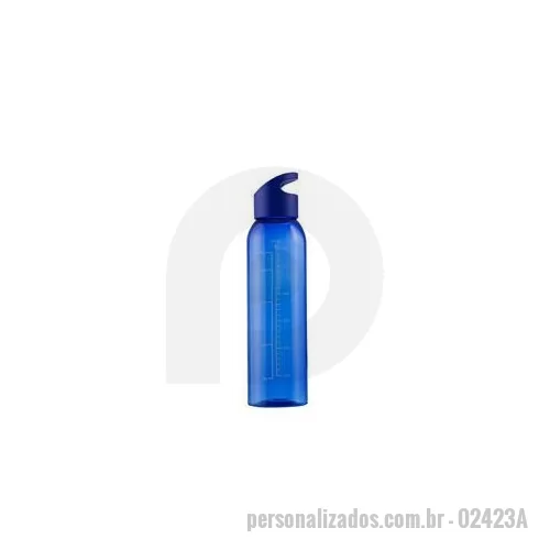 Garrafa personalizada - Garrafa feita em plástico livre de BPA com capacidade máxima de 700 ml e marcação de volume impressa para até 650 ml. Possui tampa rosqueável com alça fixa para facilitar o transporte. Altura : 25,7 cm Largura : 6,8 cm Circunferência : 21,6 cm Peso a