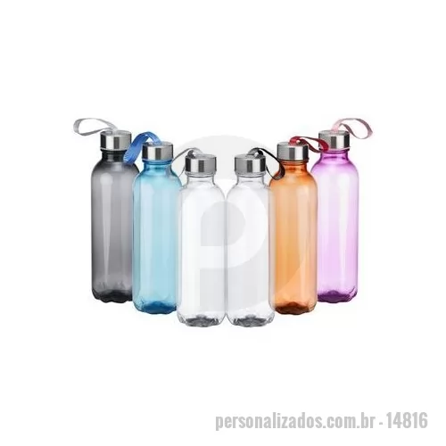 Garrafa personalizada - Garrafa PET 650ml com tampa de alumínio e alça para transporte embutida.