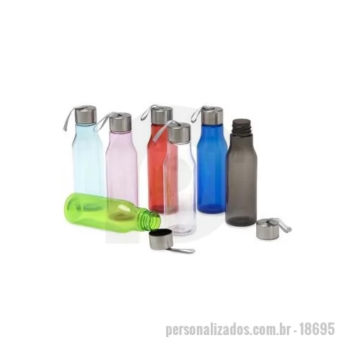 Garrafa personalizada - Garrafa plástica 600ml com tampa de alumínio e alça de nylon embutida.
