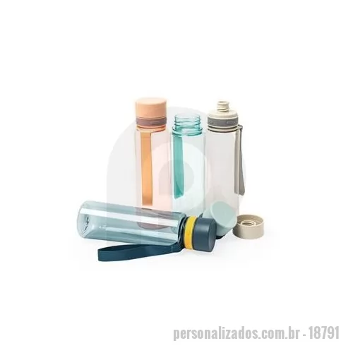 Garrafa personalizada - Garrafa de 780 ml com tampa rosqueável e bocal, tampa protetora e alça em nylon para facilitar o transporte. Altura : 25,2 cm Largura : 6,8 cm Circunferência : 22 cm Peso aproximado g : 124
