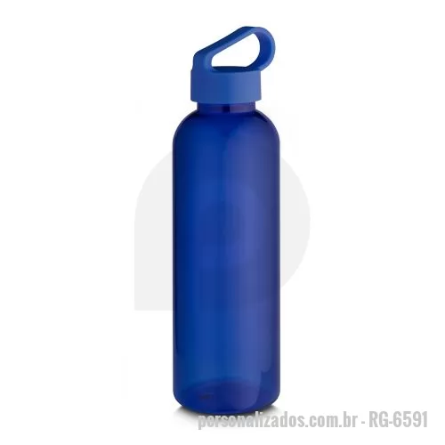Garrafa personalizada - Garrafa *RPET com capacidade de 550ml. Tampa plástica rosqueável com alça de transporte integrada. *RPET: Tereftalato de polietileno reciclado