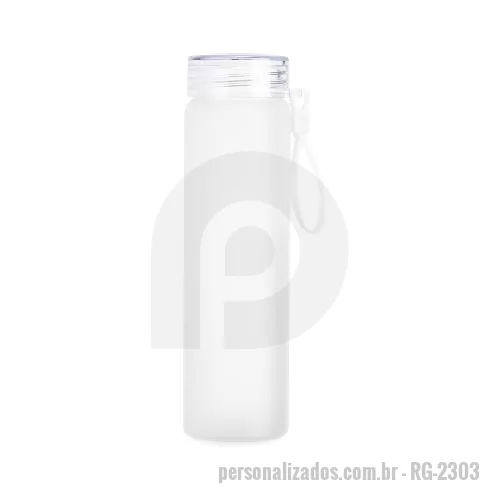 Garrafa personalizada - Garrafa de vidro jateado bicolor, capacidade de 470ml. Contém alça de silicone.