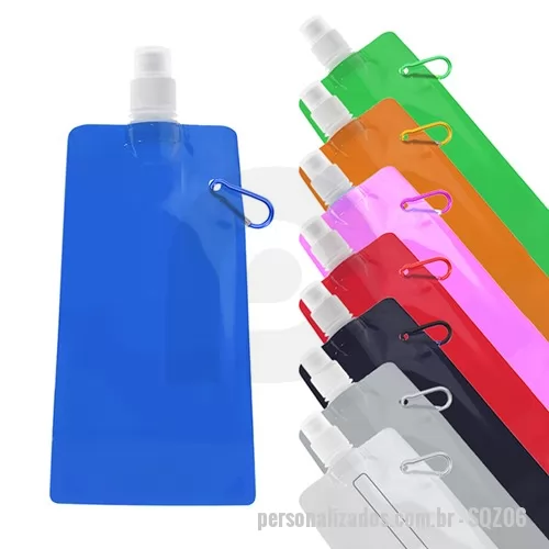 Garrafa personalizada - Squeeze de Plastico dobrável 480ml cores variadas