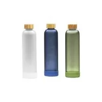 Garrafa de vidro borossilicato com capacidade de 1 litro. Contém tampa de bambu e base de silicone anti-impacto removível . Altura : 29,5 cm Largura : 8,1 cm Circunferência : 24,3 cm Tamanho total aproximado CxL : Diâmetro bocal 8,1 cm Peso aproximad