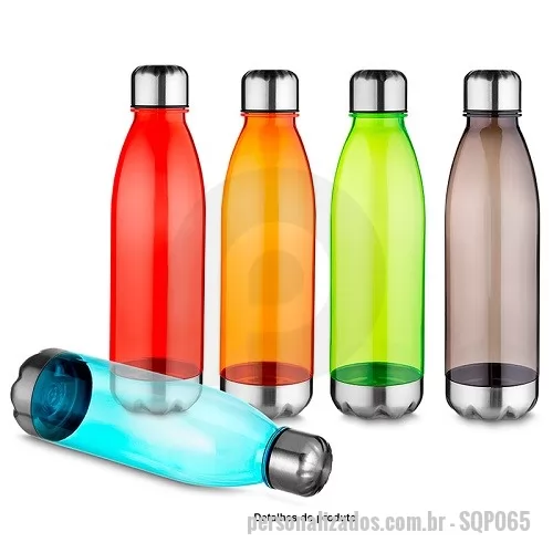 Garrafa Plástica personalizada - Garrafa Squeeze Plástico com Tampa em Aço Inox