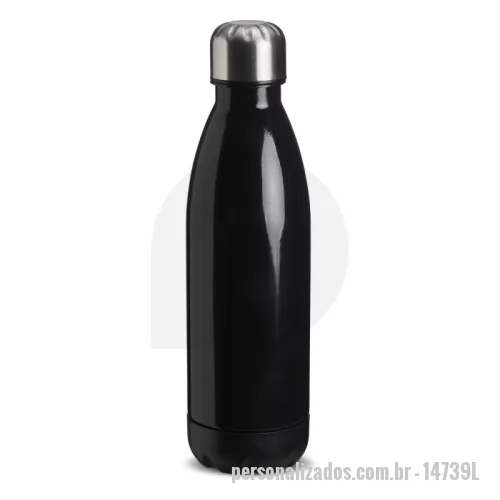 Garrafa Plástica personalizada - Descrição: Garrafa de plástico com capacidade para 700ml, possui uma tampa de alumínio com rosca.  Altura :  25,7 cm  Largura :  7 cm  Circunferência :  22,5 cm  Medidas aproximadas para gravação (CxL):  10 cm X 5 cm