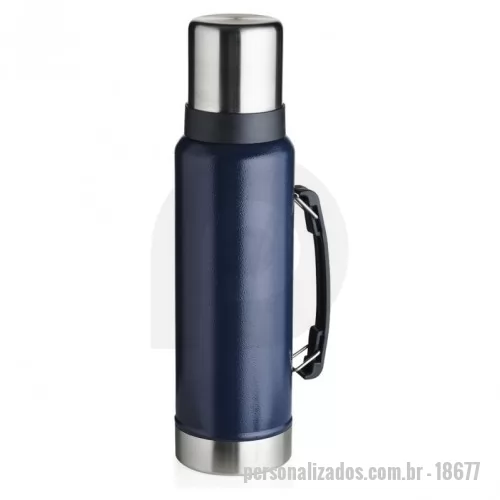 Garrafa térmica personalizada - Garrafa térmica de inox livre de BPA com capacidade de 1,4 litro. Contém alça para transporte e pintura texturizada.