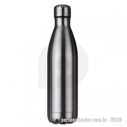 Garrafa térmica personalizada - Garrafa térmica 780ml em inox de alta qualidade. Possui tampa rosqueável com detalhe superior em relevo, pode ser utilizada com líquidos quentes ou frios. Observação: não colocar no fogão ou micro-ondas.