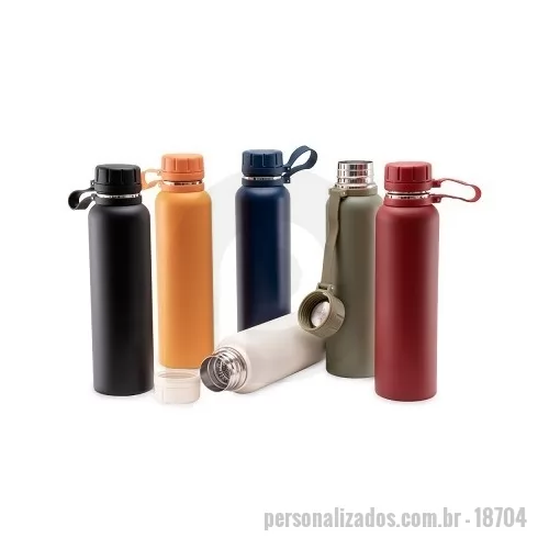 Garrafa térmica personalizada - arrafa térmica com infusor de bebidas, feita em inox 304 com capacidade de 1 litro. Contém base antiderrapante e alça de silicone acoplada na tampa.   Altura: 30,5cm. Personalização em Silkscreen ou à Laser.