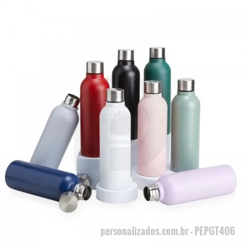 Garrafa térmica personalizada - Garrafa inox 800ml em inox com tampa rosqueável e acabamento fosco.