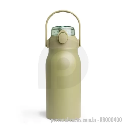 Garrafa térmica personalizada - Garrafa Térmica com parede dupla, capacidade de 1 Litro. Tampa com trava de segurança, botão de acionamento e tampa de proteção para o bocal. Com alça para transporte, acompanha um canudo e dois acessórios de extensão de canudo.  Altura :  24,8 cm  Largura :  9 cm