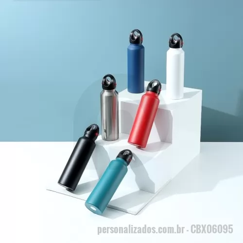 Garrafa térmica personalizada - Garrafa térmica Personalizada - CBX06095 - Descrição: Garrafa Térmica em inox de parede dupla com capacidade de 620ml. Tampa possui trava de segurança com válvula de exaustão para liberação de pressão - 162886 - Garrafa térmica