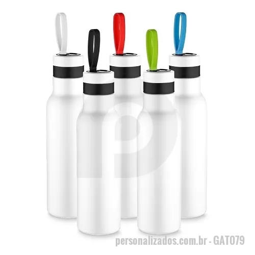 Garrafa térmica personalizada - Garrafa Squeeze Metal Térmico com Alça Emborrachada