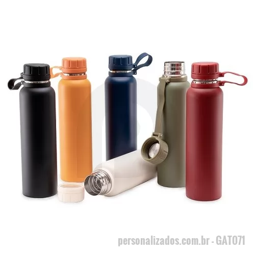 Garrafa térmica personalizada - Garrafa Squeeze Metal Térmico com Base Antiderrapante