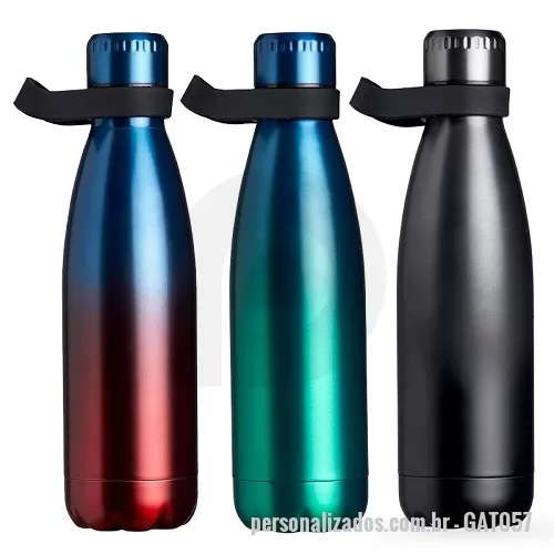 Garrafa térmica personalizada - Garrafa Squeeze Metal Térmico com Alça de Silicone
