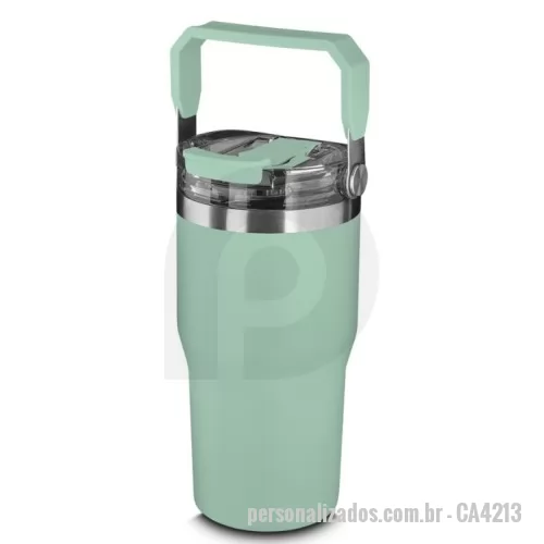 Garrafa térmica personalizada - Garrafa térmica em aço inox com parede dupla com capacidade de até 650ml,tampa rosqueável com alça em plástico, permite-se hidratar por canudo ou bico,com  e anel de silicone para vedação.  Conserva líquidos : ?? 4 horas ??6 horas.