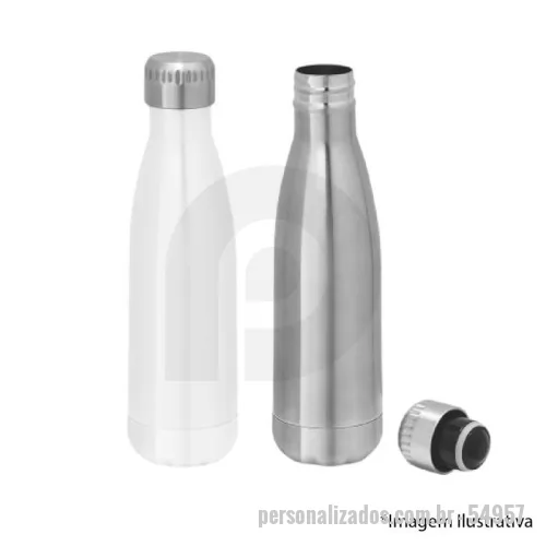 Garrafa térmica personalizada - Squeeze para sublimação em alumínio com tampa em aço inox. Capacidade até 500 mL. 