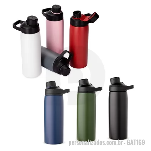 Garrafa térmica personalizada - Garrafa térmica feita em inox com estrutura em parede dupla, vedação a vácuo e capacidade máxima de 600ml, ideal para manter a temperatura de líquidos por mais tempo.