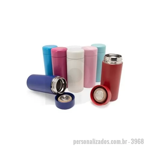 Garrafa térmica personalizada - Garrafa térmica 200ml feita em aço inoxidável com tampa rosqueável.