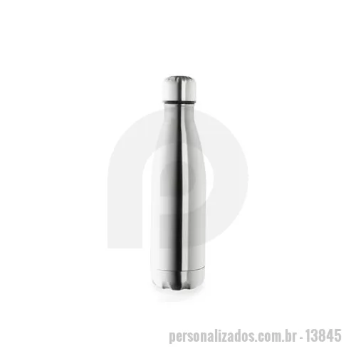 Garrafa térmica personalizada - Garrafa térmica parede dupla 500 ml em inox com tampa rosqueável. Altura : 27 cm Largura : 6,9 cm Circunferência : 22,5 cm Peso aproximado g : 290