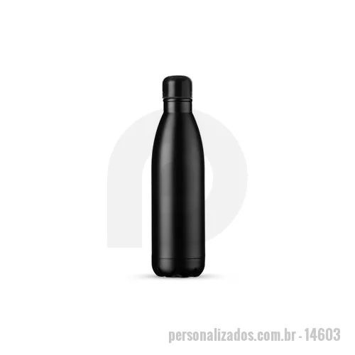Garrafa térmica personalizada - Garrafa térmica de inox com acabamento fosco, capacidade de 500ml. Contém tampa de vedação rosqueável com detalhe externo em relevo. Altura: 26,4 cm Diâmetro: 7,1 cm Peso: 295 g