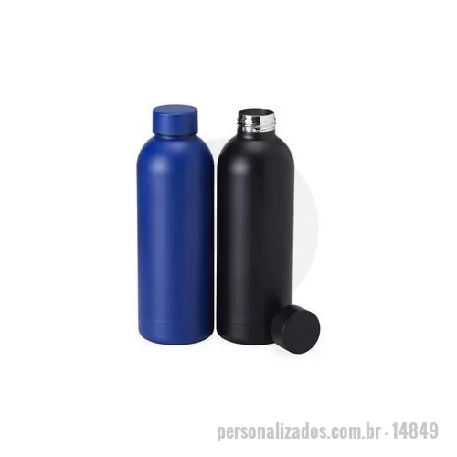 Garrafa térmica personalizada - Garrafa térmica 500ml em inox com parede dupla. Altura : 22,3 cm Largura : 7,2 cm Circunferência : 23,3 cm Tamanho total aproximado CxL : Diâmetro - fundo 7,2 cm / bocal: 3,3 cm Peso aproximado g : 263