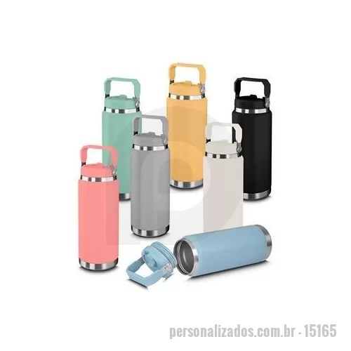 Garrafa térmica personalizada - Mantenha as bebidas na temperatura ideal com a garrafa térmica de 900 ml em aço inox, feita para quem leva a hidratação a sério! Com parede dupla que conserva a temperatura por muito mais tempo, ela oferece a praticidade do bico flip + canudo, para q