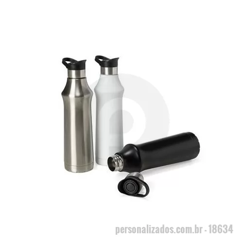 Garrafa térmica personalizada - Garrafa térmica 500ml em inox. Tampa plástica com alça para transporte e botão de acionamento basta um clique para abrir ou fechar .